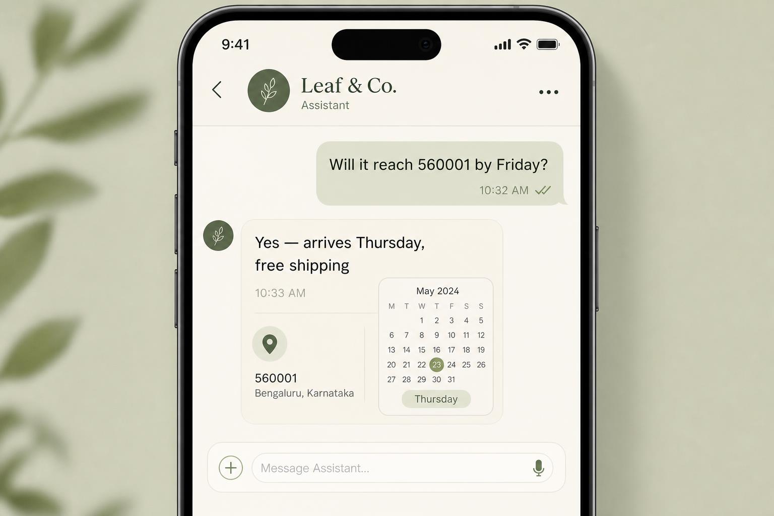 Delivery ETA in conversation