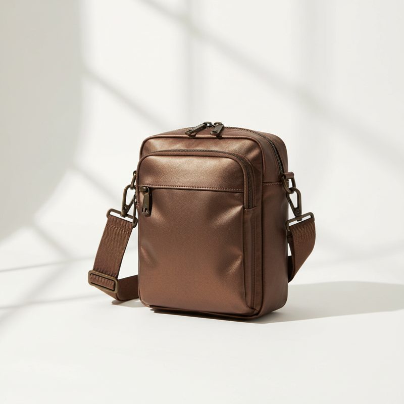 Bronze Metallic Utility Crossbody Bag