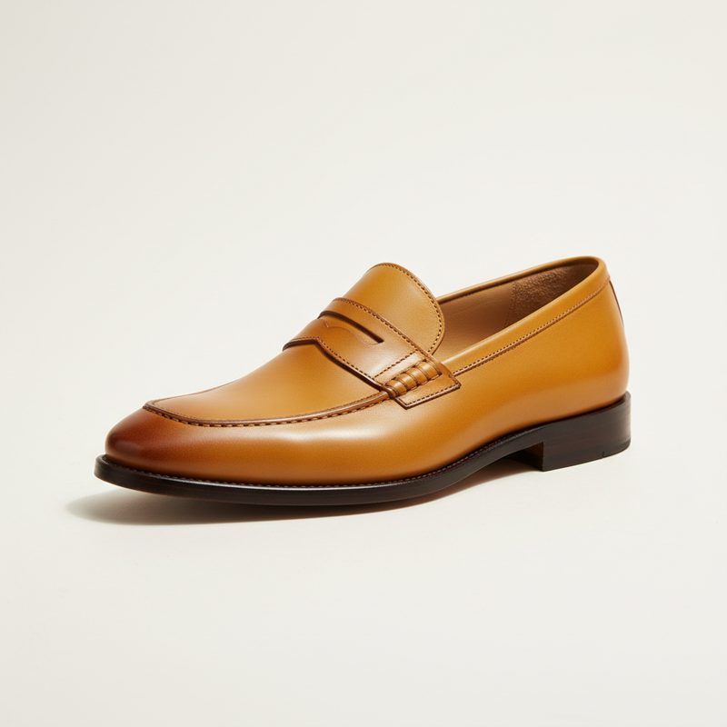 Tan Leather Penny Loafers