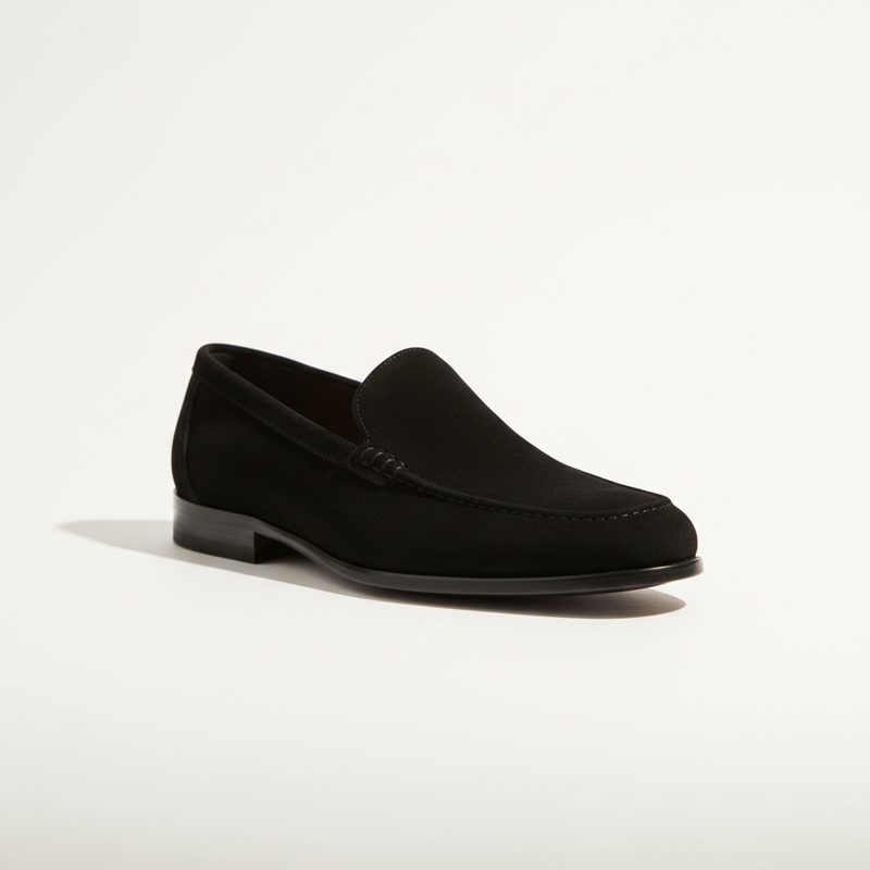 Black Minimalist Suede Loafers