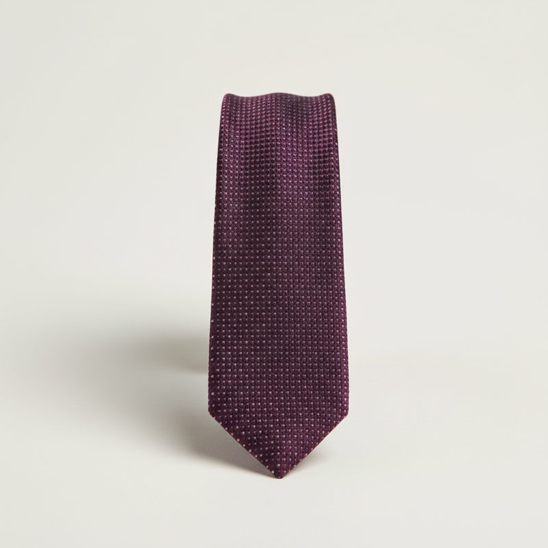 Plum Textured Dotted Silk Tie