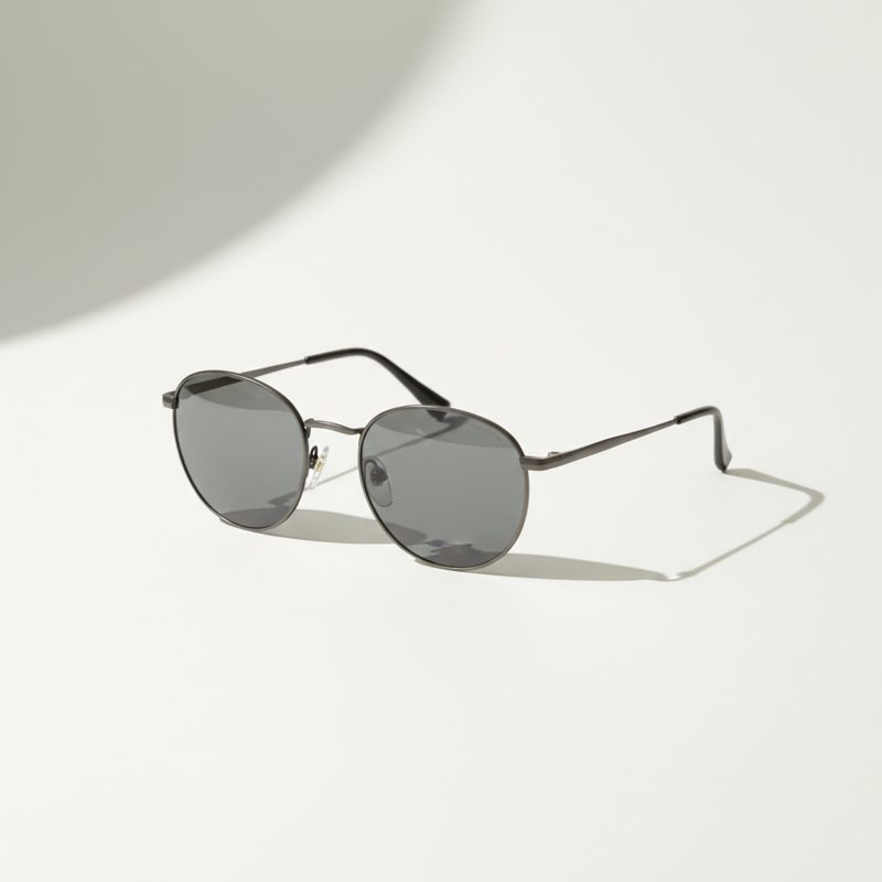 Charcoal Round Metal Frame Sunglasses