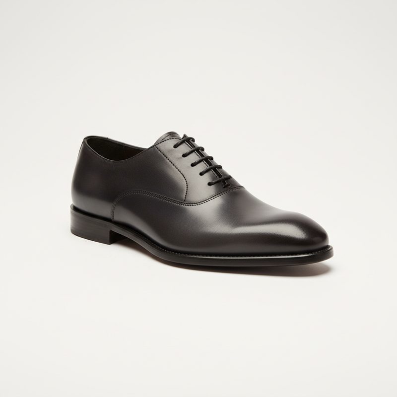 Black Minimalist Leather Oxford Shoes