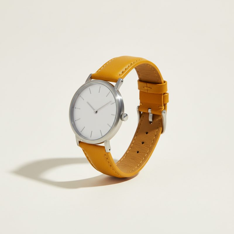Mustard Minimalist Leather Strap Watch