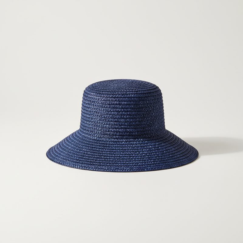 Navy Woven Wide Brim Sun Hat