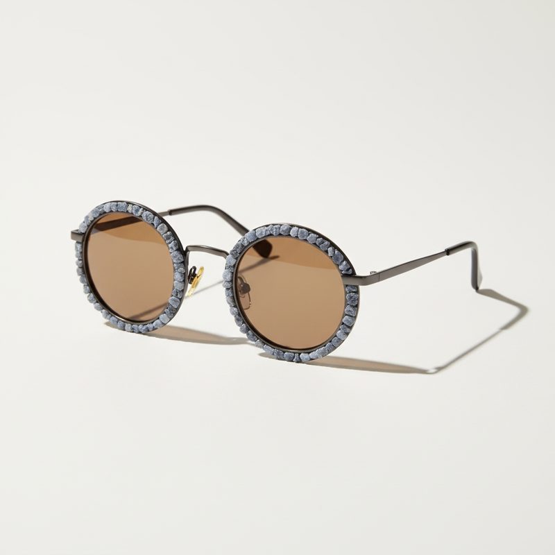 Slate Embellished Round Frame Sunglasses