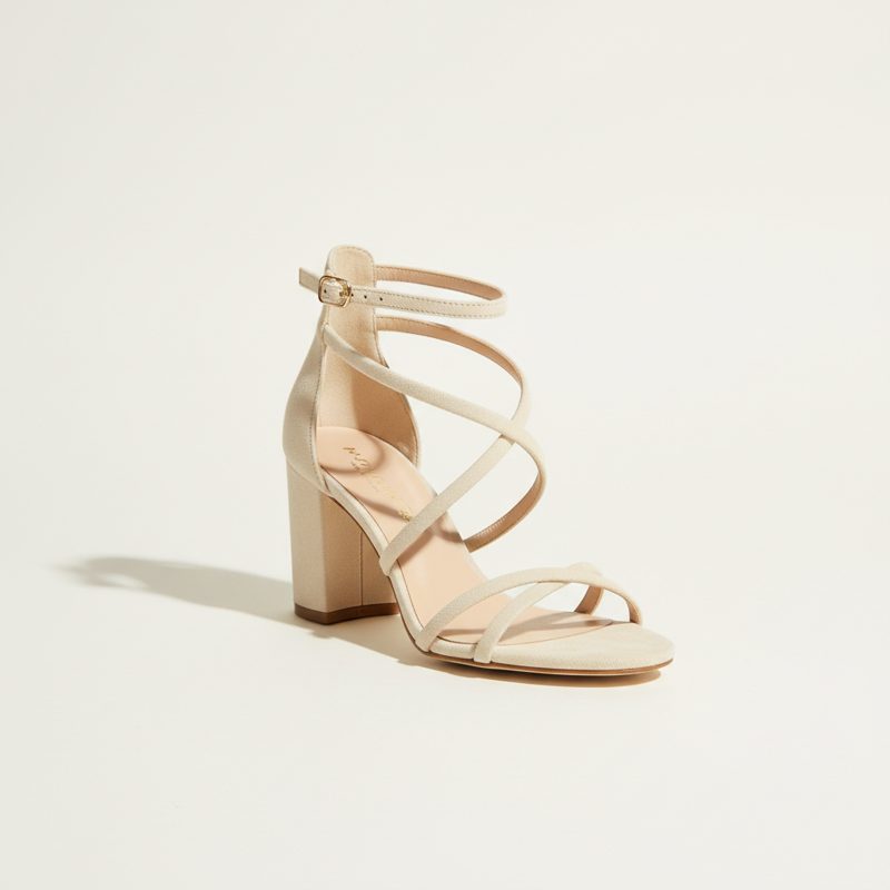 Cream Strappy Block Heel Sandals