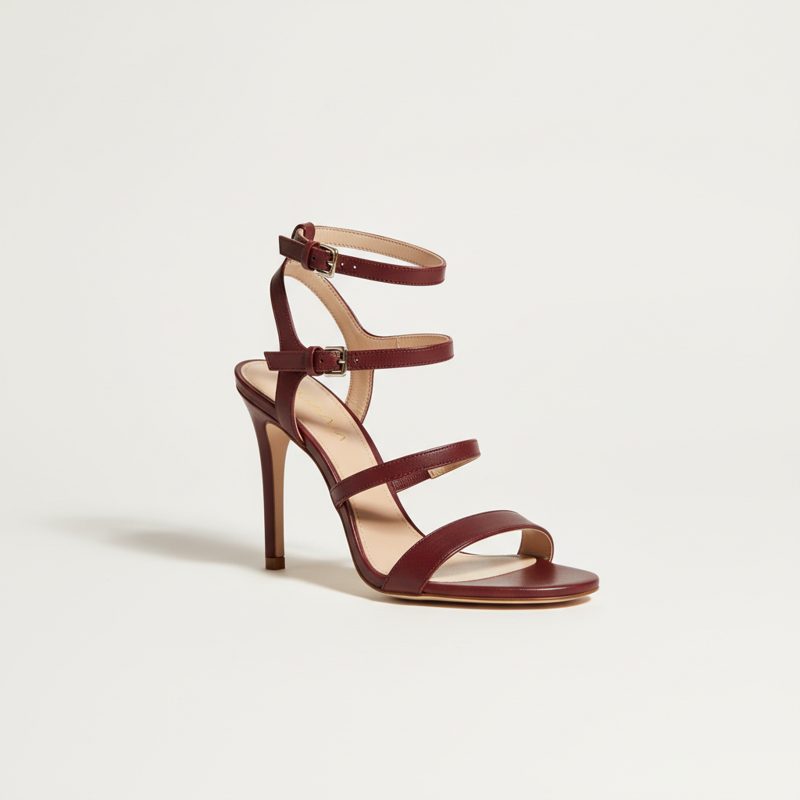 Burgundy Multi Strap Stiletto Sandals
