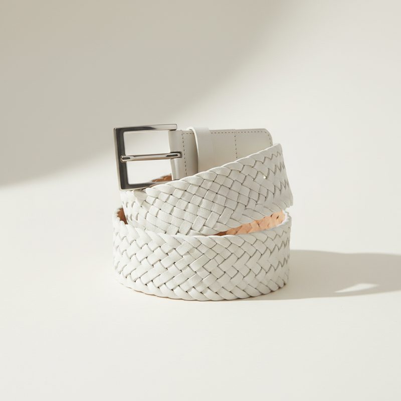 White Braided Leather Belt