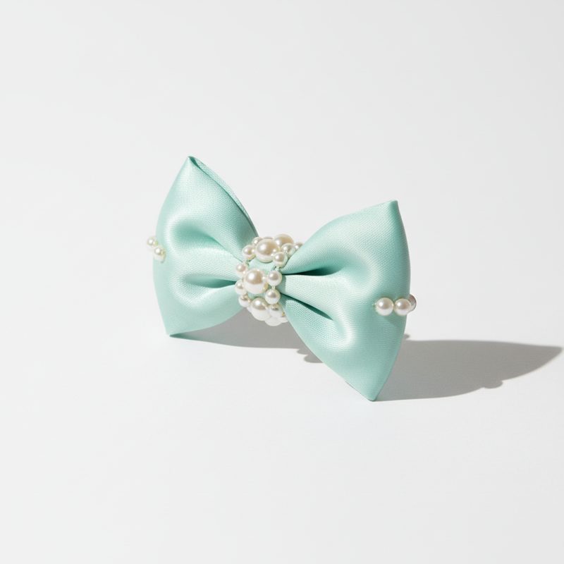 Mint Embellished Satin Hair Bow