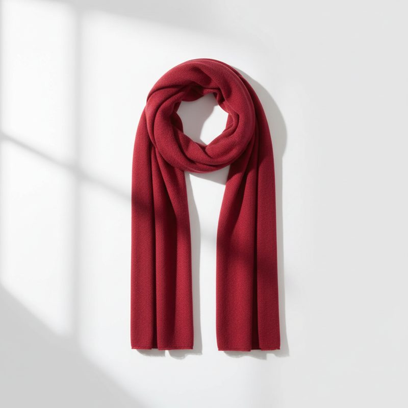Burgundy Knitted Soft Wool Scarf