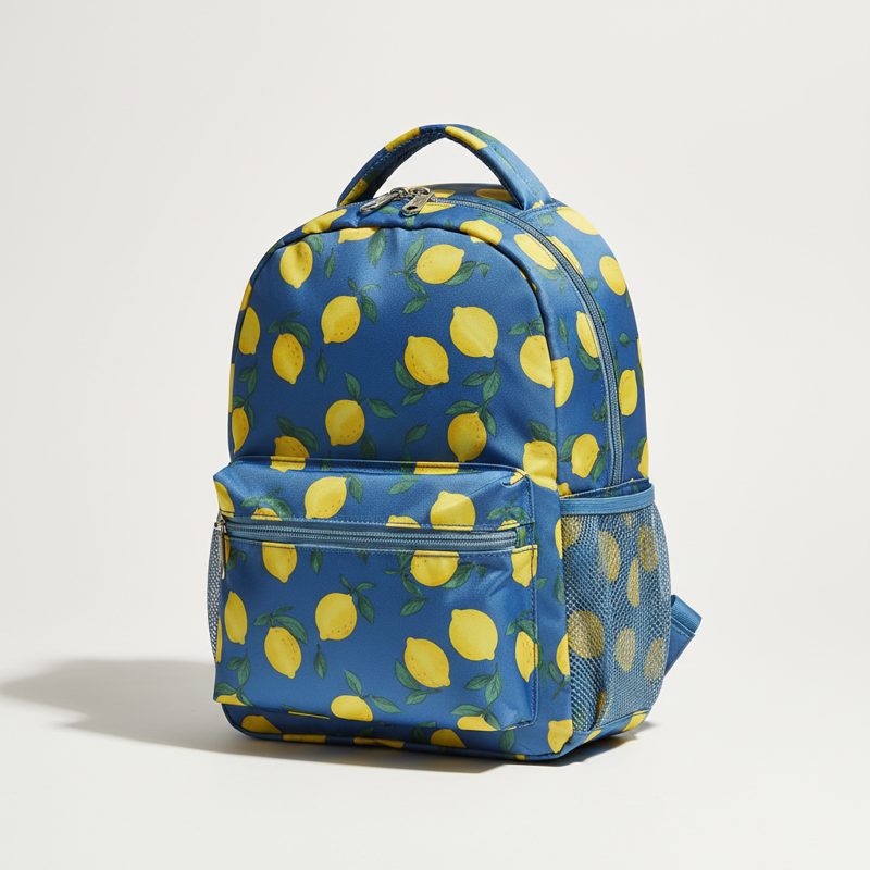Cobalt Lemon Print Canvas Backpack