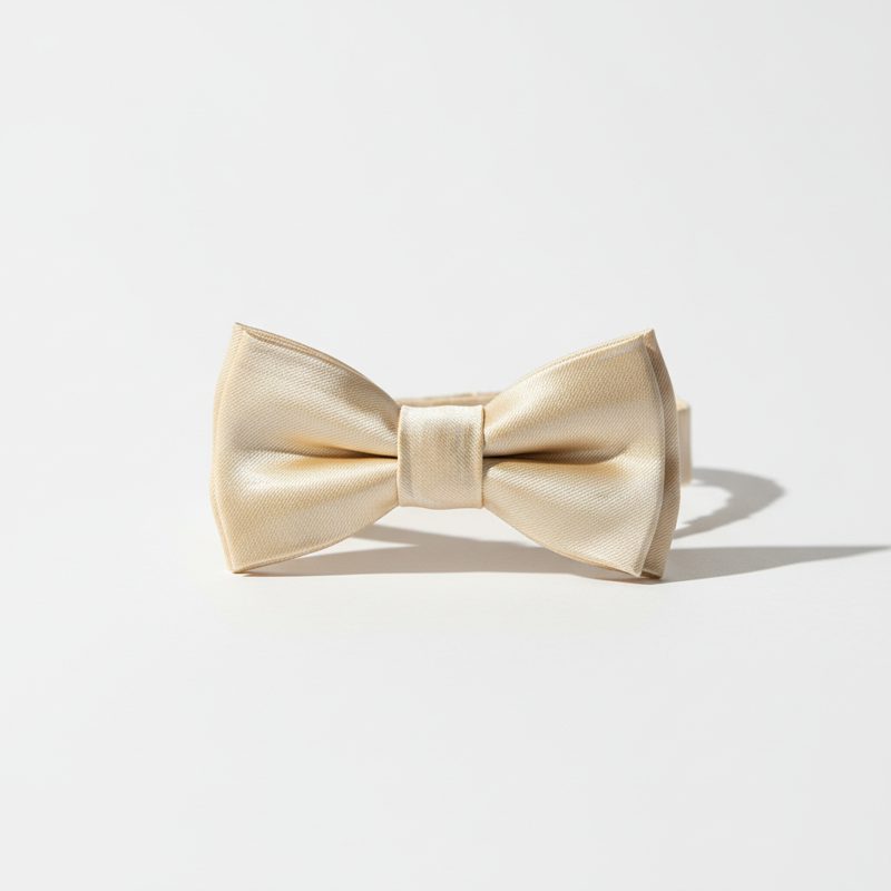 Cream Satin Pre-Tied Bow Tie