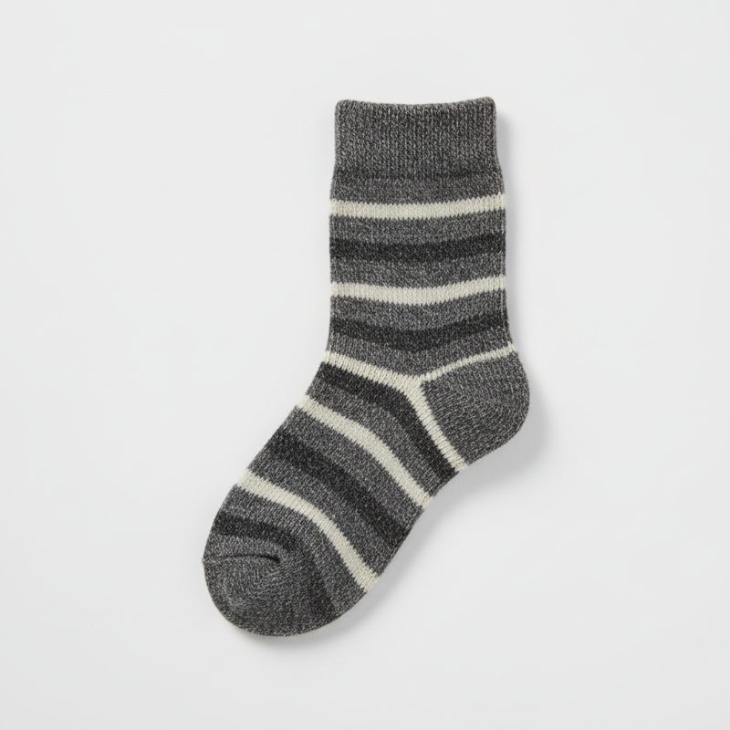 Charcoal Striped Knit Crew Socks