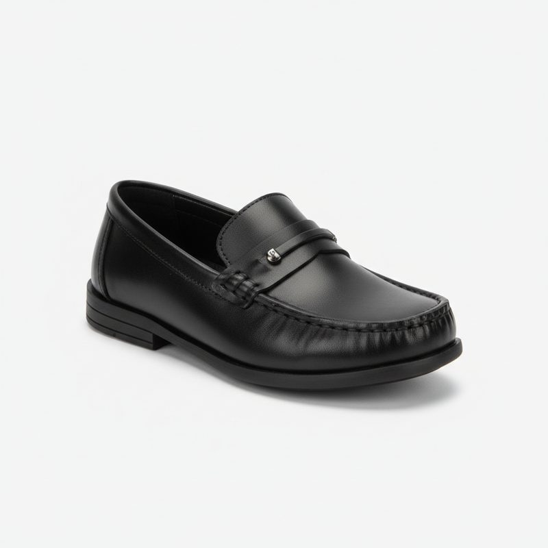 Black Classic Leather Penny Loafers