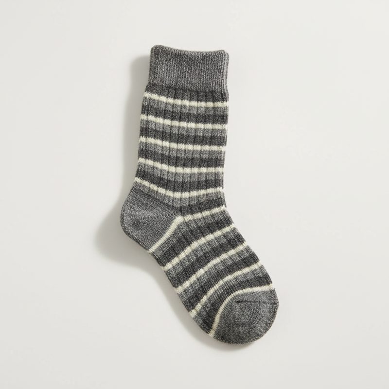 Charcoal Ribbed Striped Wool Socks