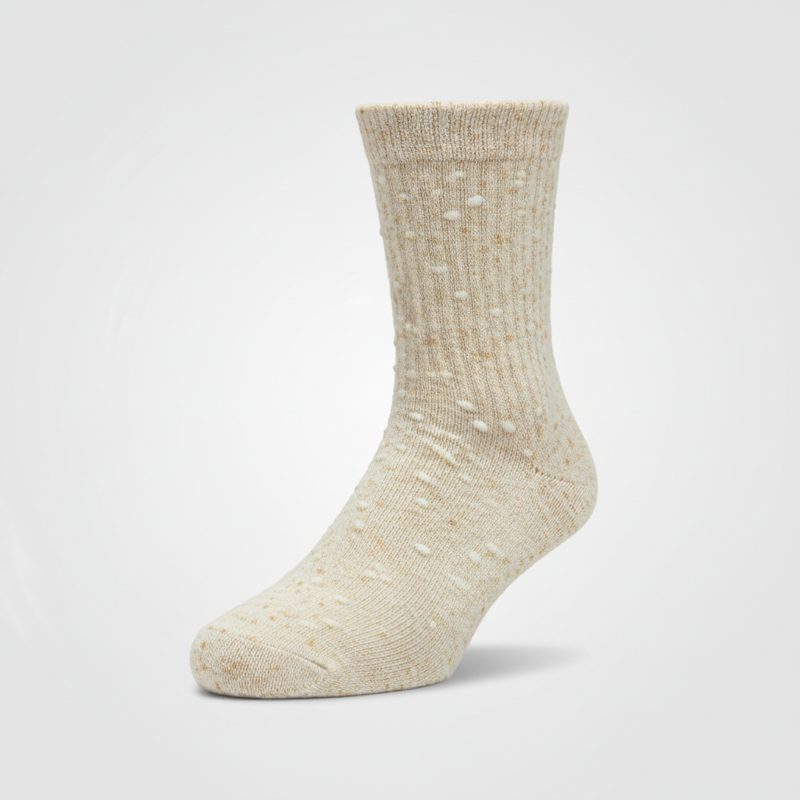 Beige Textured Knit Crew Socks