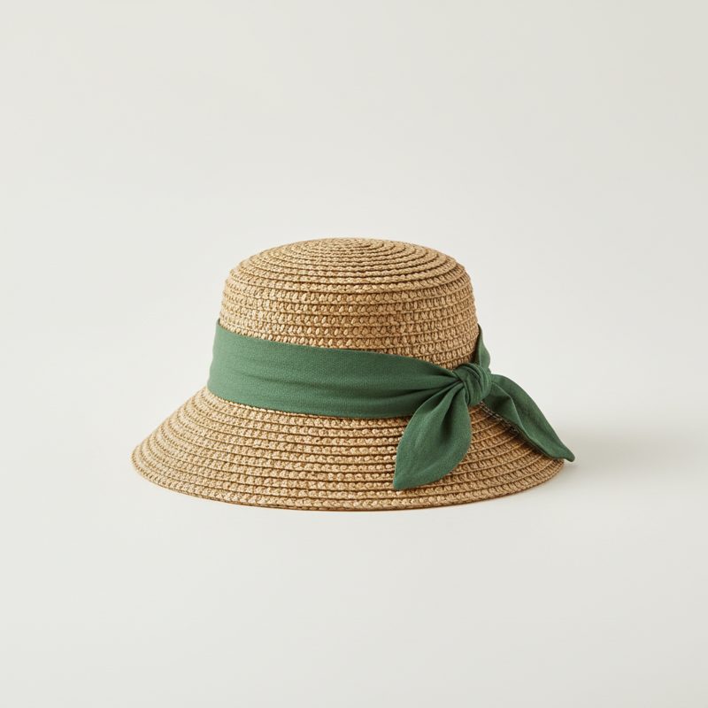 Tan Straw Sun Hat with Ribbon