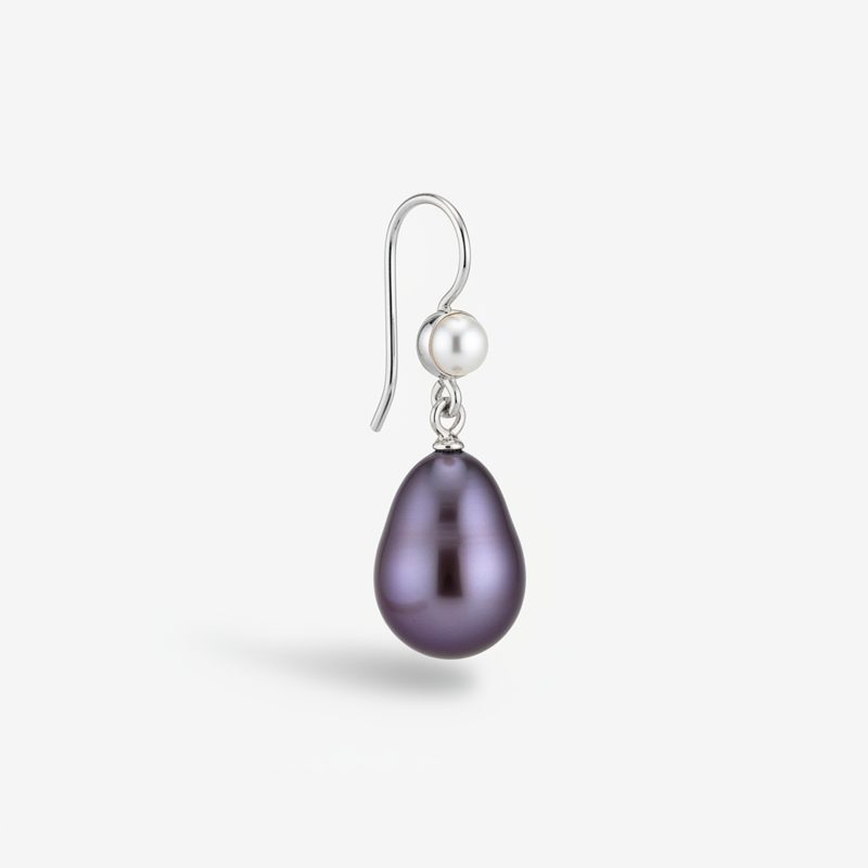 Plum Pearl Drop Hook Earrings