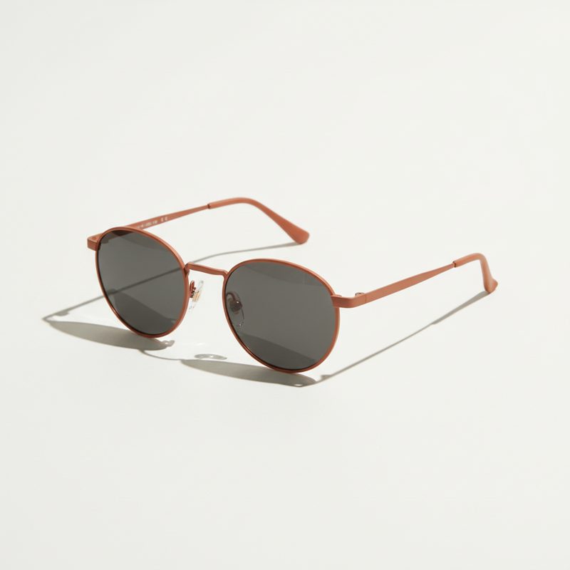 Terracotta Round Metal Frame Sunglasses