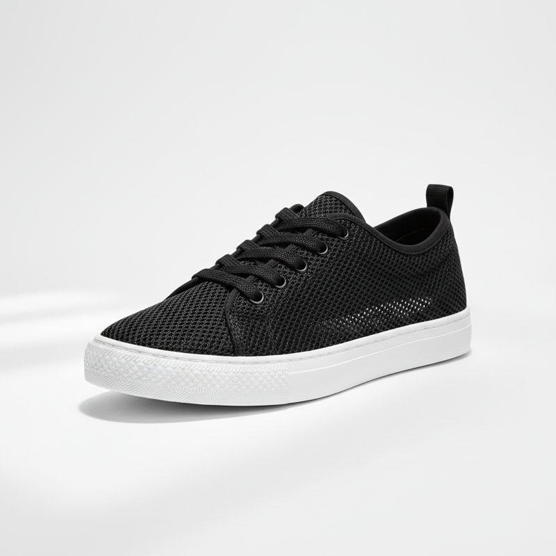 Black Mesh Low Top Sneakers