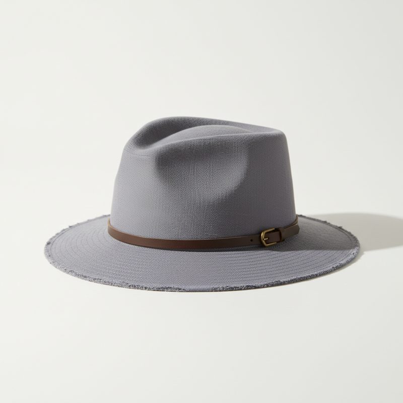 Slate Wide Brim Fedora with Leather Band