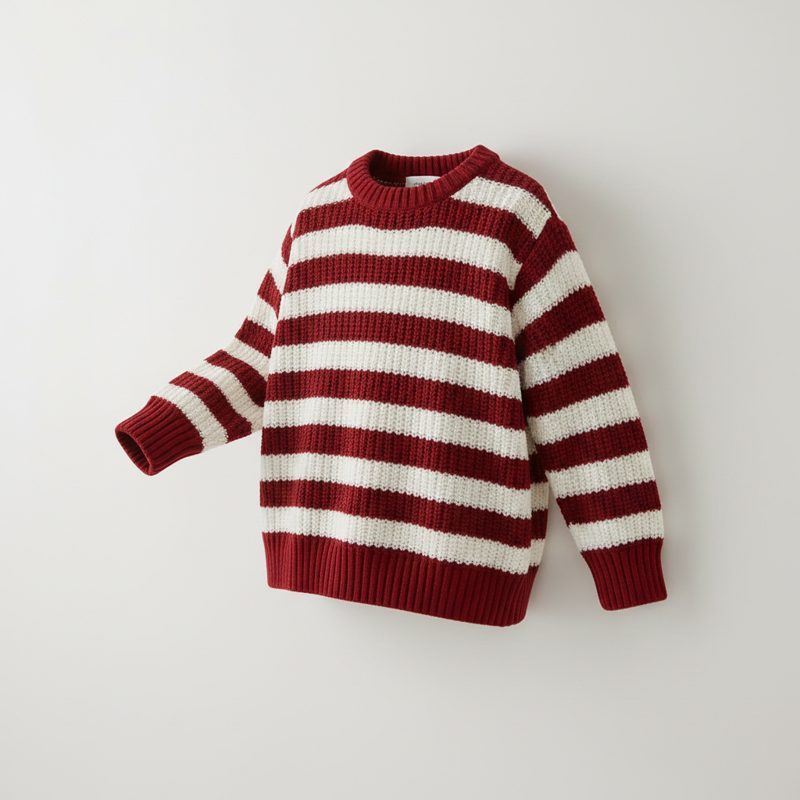 Burgundy Striped Chunky Knit Sweater