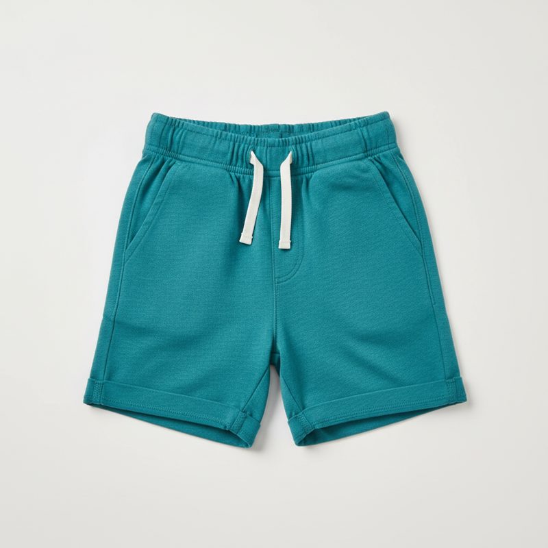 Teal Cotton Drawstring Sweat Shorts