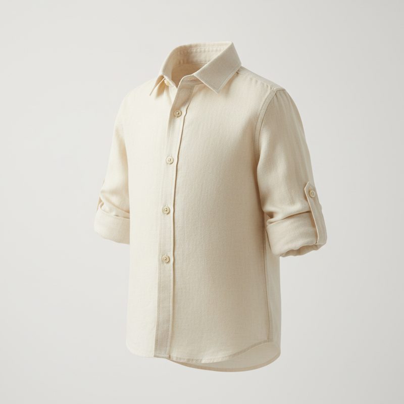 Cream Linen Roll-Up Sleeve Shirt