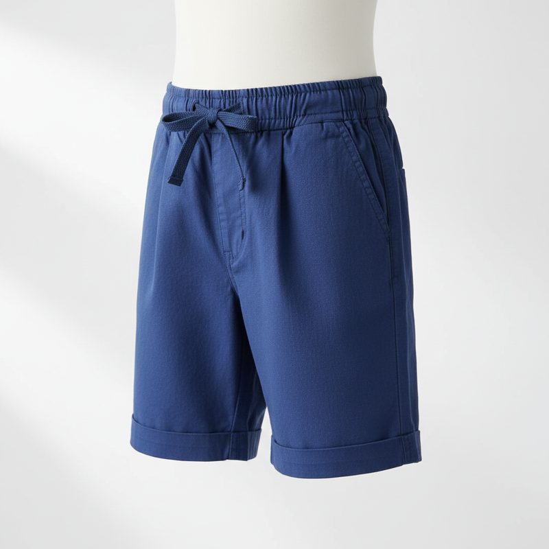 Cobalt Elastic Waist Drawstring Cotton Shorts