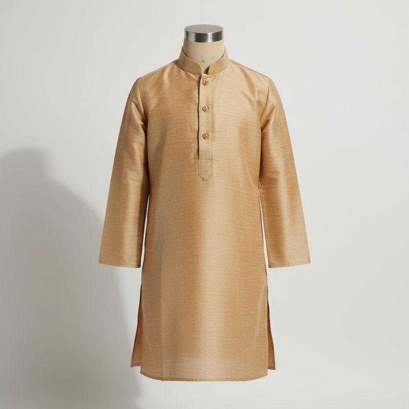 Tan Mandarin Collar Long Kurta