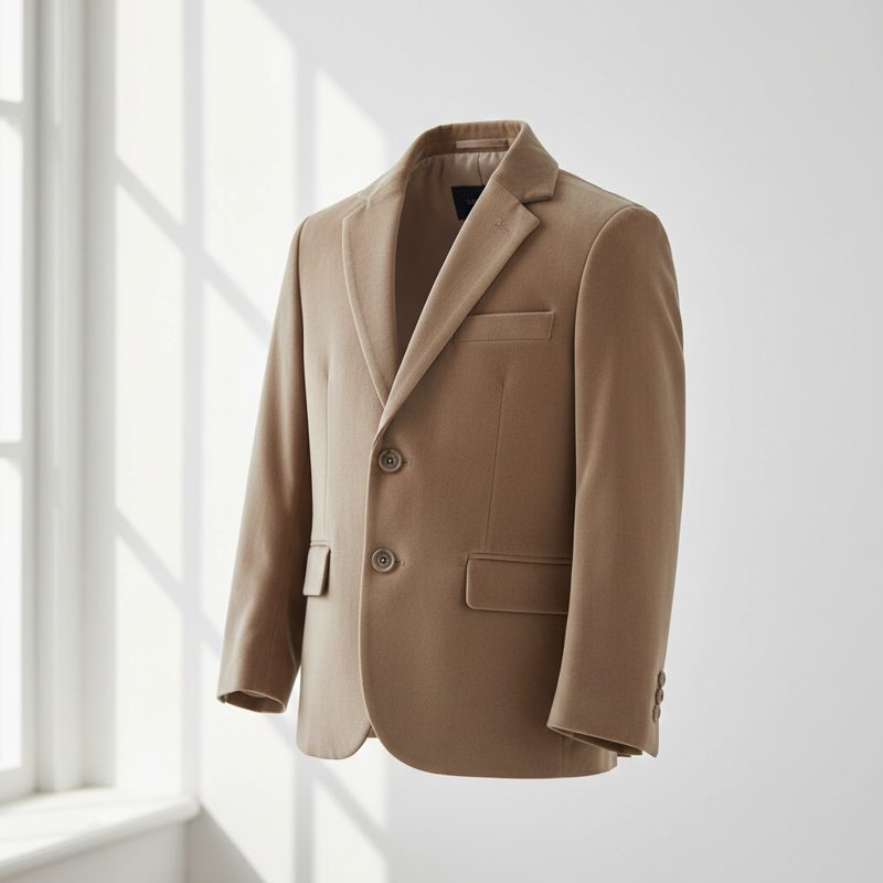Camel Tailored Wool Blend Blazer