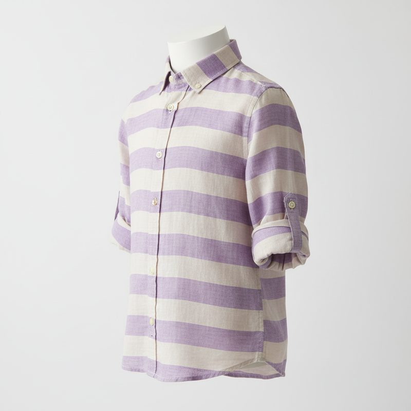 Lavender Linen Striped Button Down Shirt