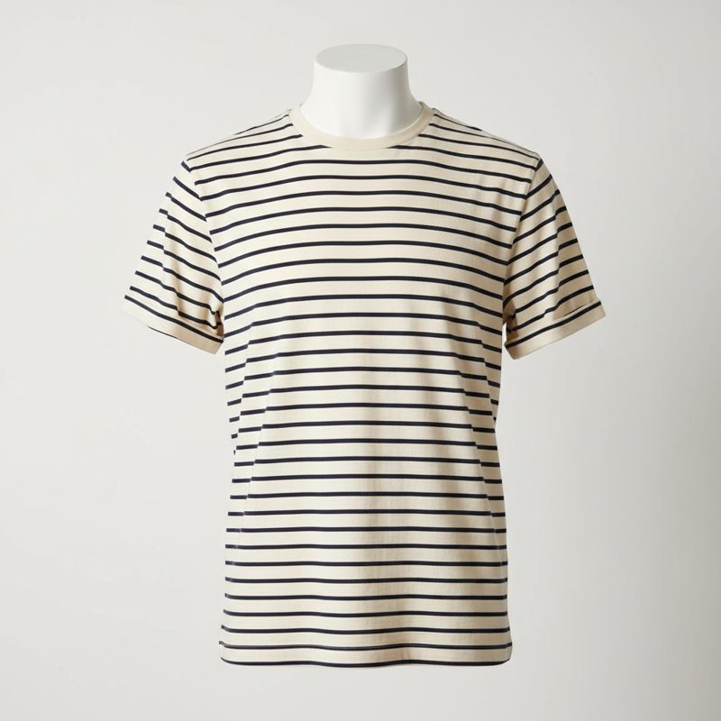 Cream Striped Cotton Jersey Tee