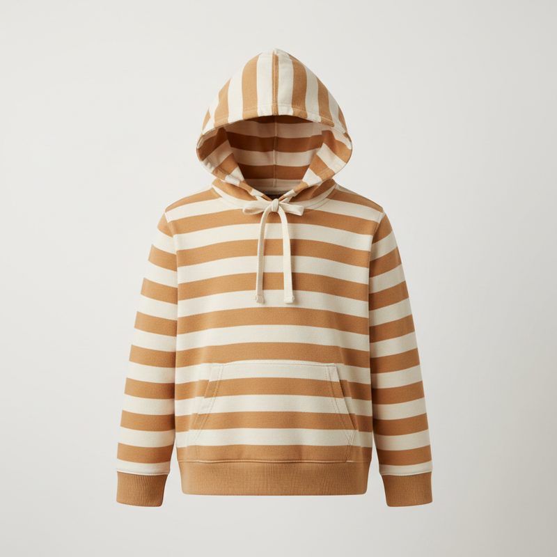 Camel Striped Cotton Jersey Hoodie