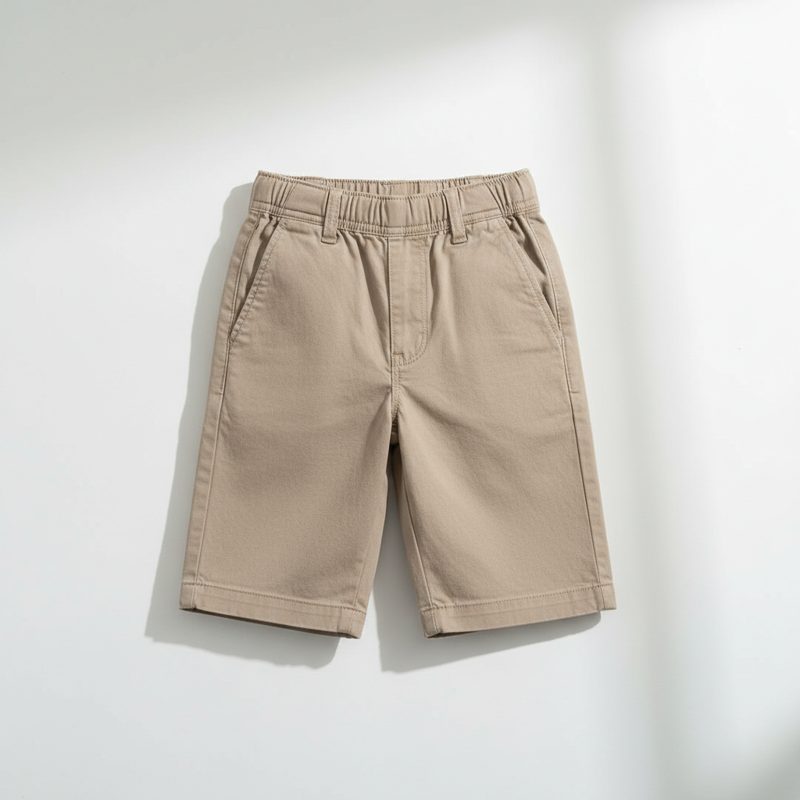 Sand Elastic Waist Twill Shorts