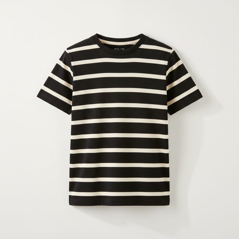 Black Striped Cotton Jersey T-shirt