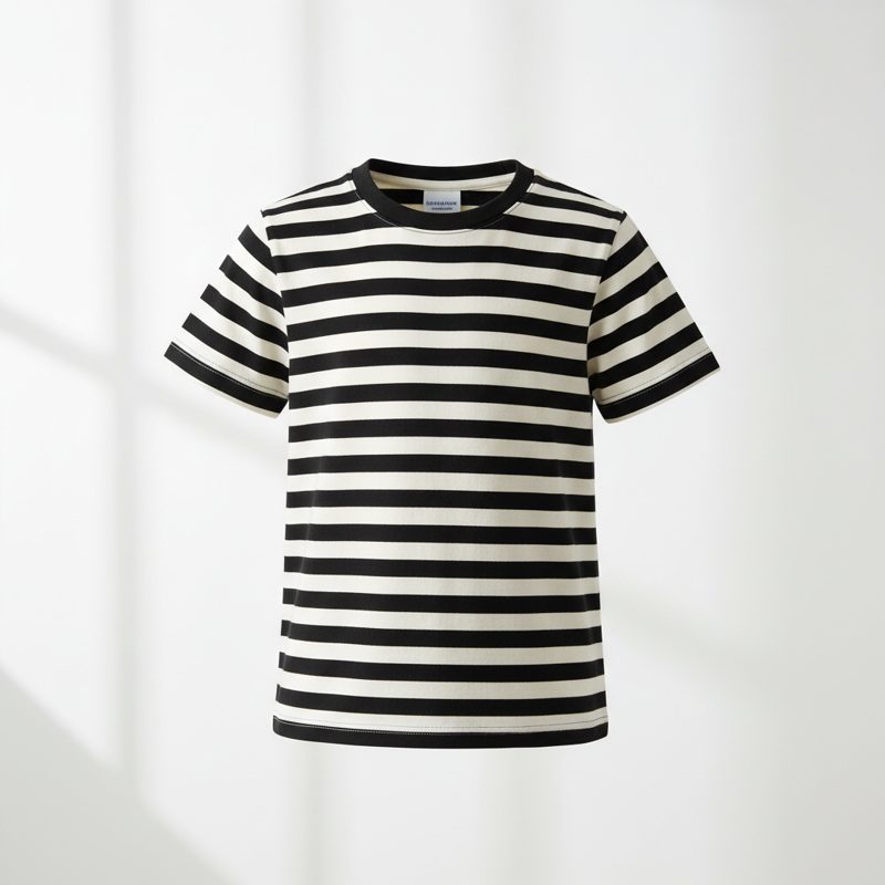 Cream Striped Crew Tee