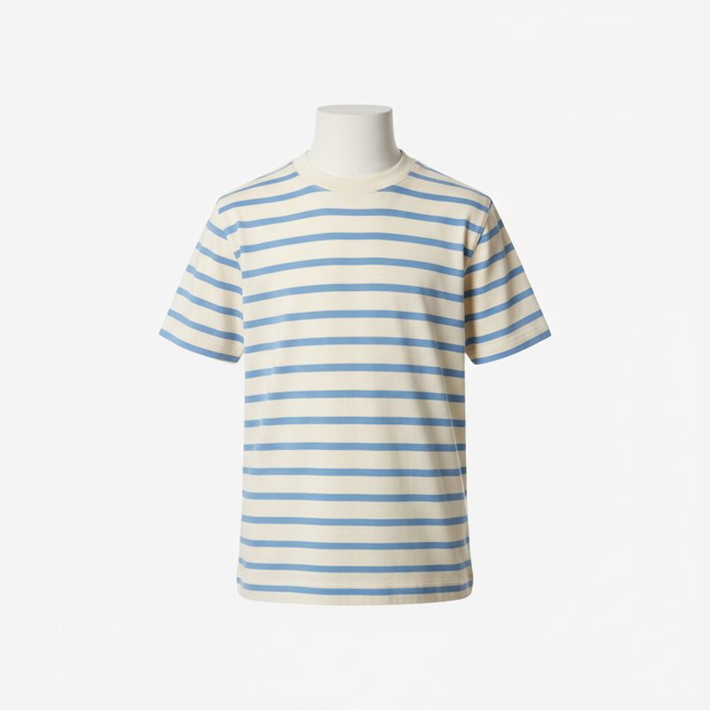 Cream Striped Jersey Crewneck T-shirt