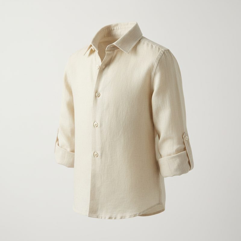Cream Linen Long Sleeved Shirt