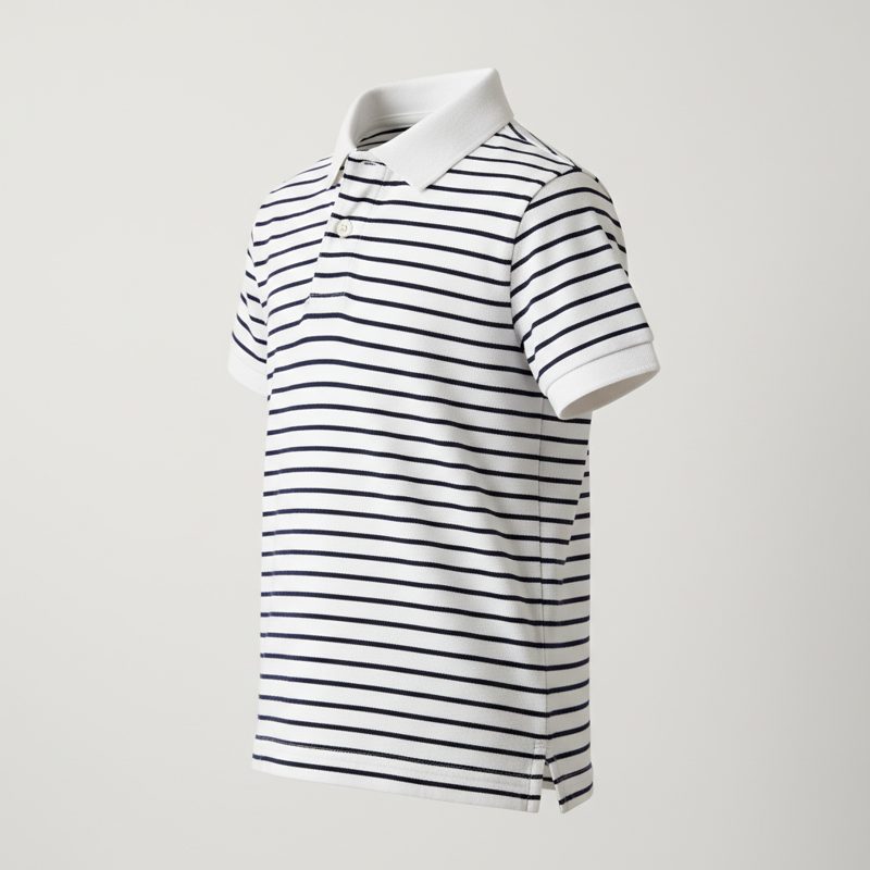 White Striped Cotton Polo Shirt