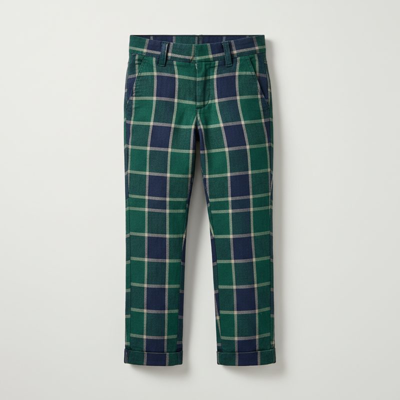 Forest Plaid Checked Wool Trousers