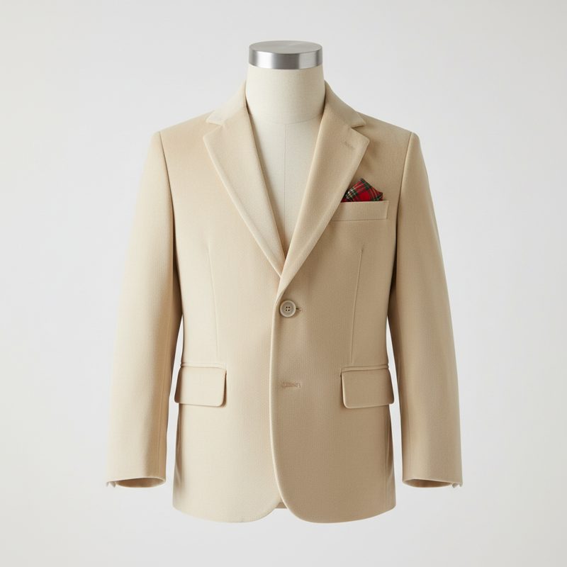 Beige Tailored Wool Blend Blazer