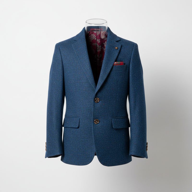 Teal Textured Tweed Tailored Blazer