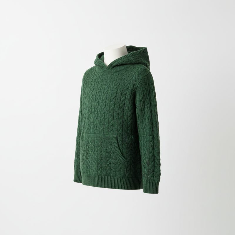 Forest Cable Knit Hooded Sweater