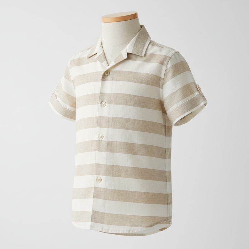 Sand Striped Linen Cuban Collar Shirt