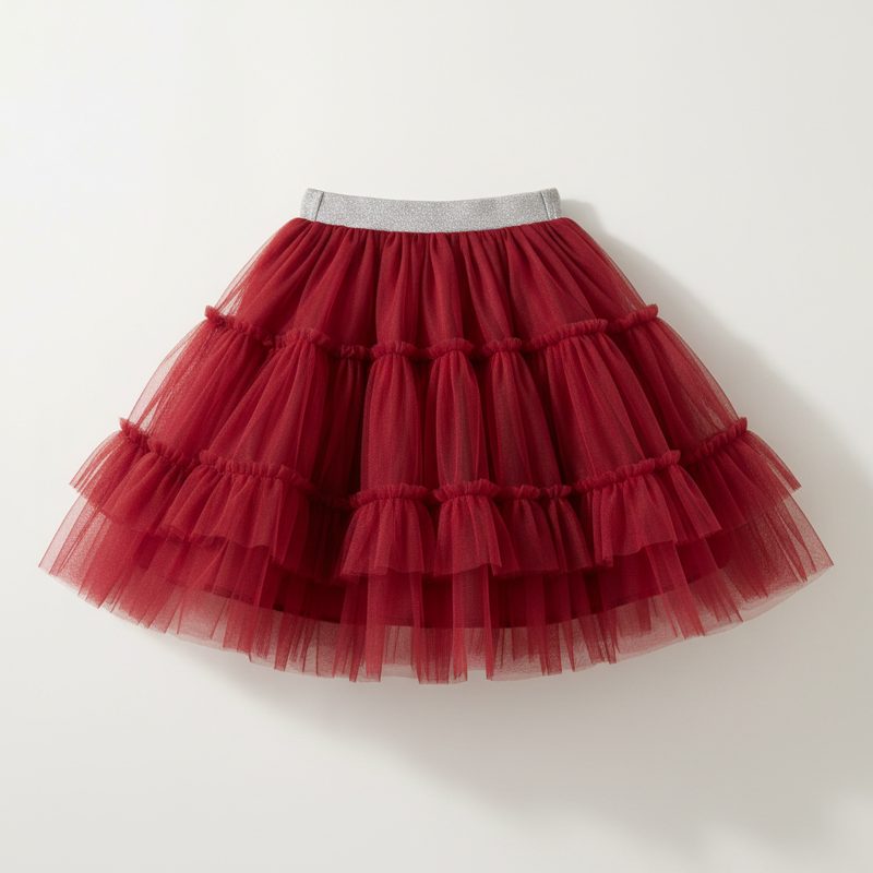 Burgundy Tiered Tulle Tutu Skirt