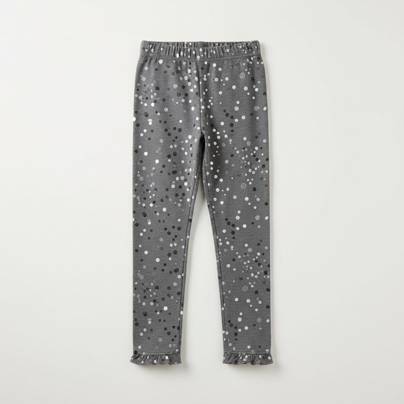 Charcoal Glitter Dotted Ruffle Leggings