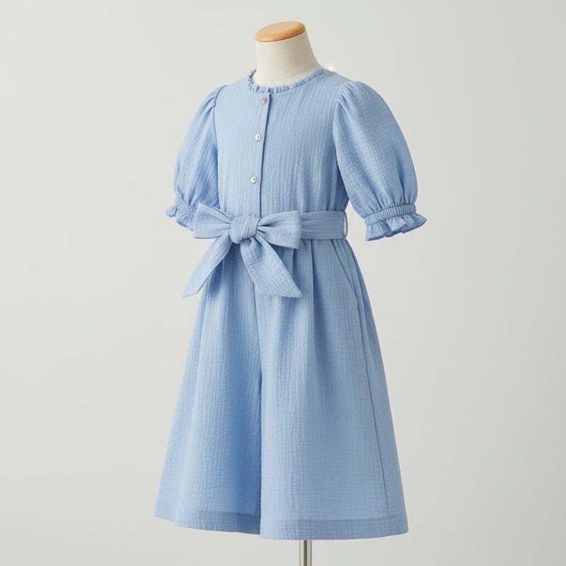 Sky Puff Sleeve Belted Culotte Jumpsuit