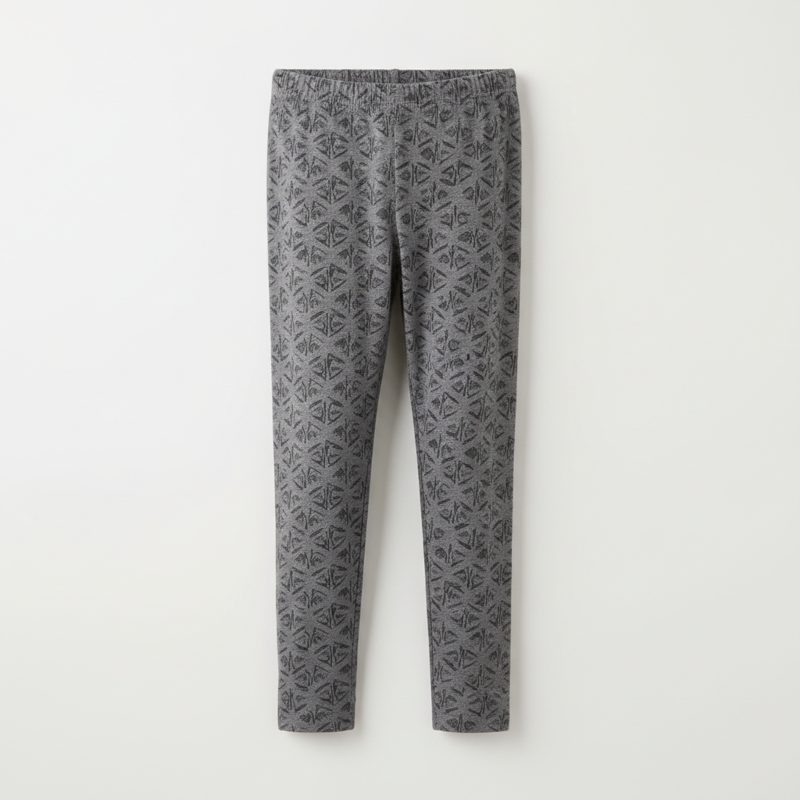 Grey Printed Jersey Knit Leggings